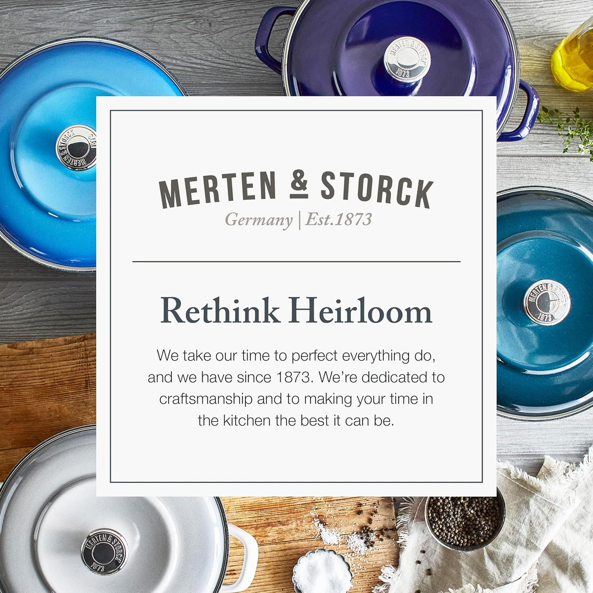 Merten & Storck 3.7QT & 5.5QT Dutch Ovens with Lids, 4 Piece Cookware Set, European Crafted Enameled Iron Stockpot, Induction & All Cooktops, Braising, Stews, Roasting, Slow Cooking, Sourdough, Cream White