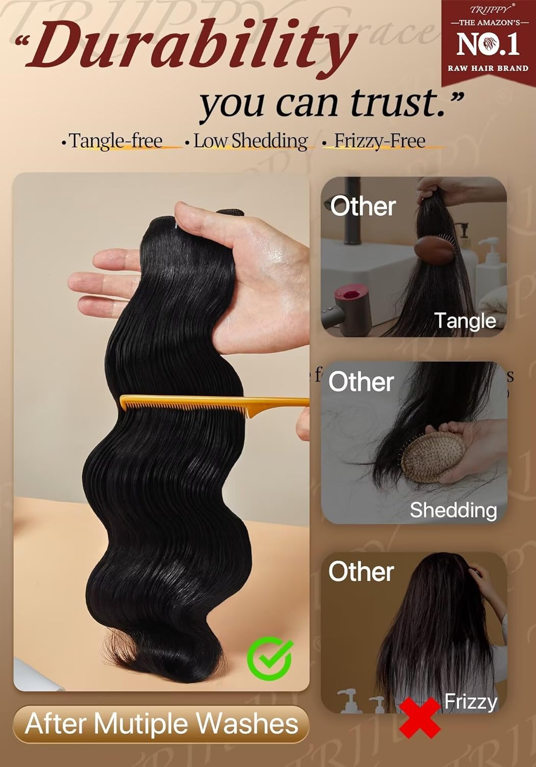TRIIPPY Body Wave Bundles Human Hair,100% SoftMAX Raw Cambodian Hair Wavy 3 Bundles,Triple The Lifespan Over Regular Virgin Hair Bundle,No.1 Raw Hair Brand On Amazon(16 18 20 Inches,Natural Color)