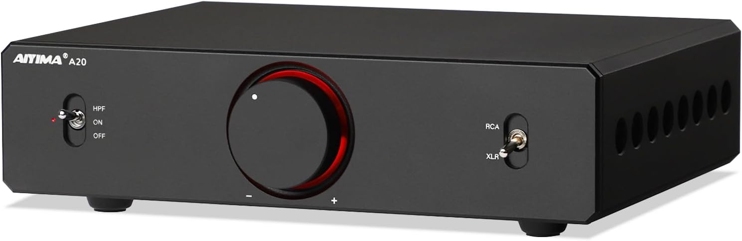 AIYIMA A20 2.1 Channel Power Amplifier,300Wx2 HiFi Fully Balanced Stereo Amp with Adjustable HPF&Sub Out,PFFB+TPA3255 Class D Amp,XLR/RCA Inputs,12V Trigger&Bypass Functions