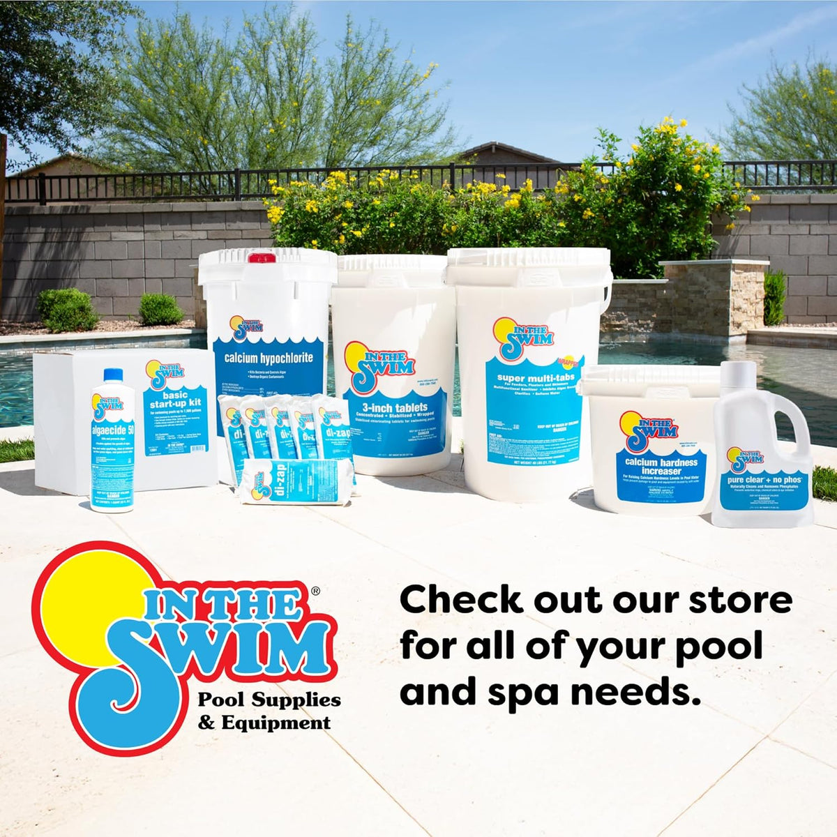 In The Swim 3 Inch Stabilized Chlorine Tablets for Sanitizing Swimming Pools - Individually Wrapped, Slow Dissolving - 90% Available Chlorine - Tri-Chlor - 25 Pounds