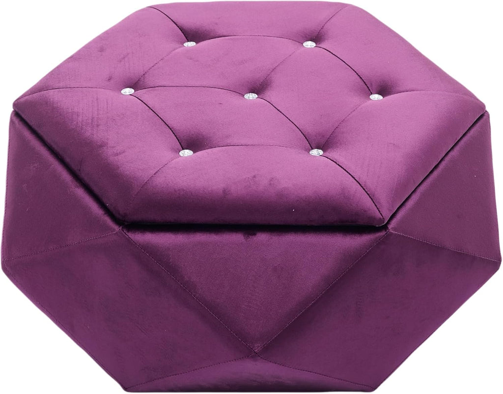 Christopher Knight Home Kiin Velvet Storage Ottoman, Medium Ottoman Foot Rest, Foot Stools Ottoman with Storage, Living Room Sofa Couch Extra Seat, Modern Coffee Table for Home Office, Purple