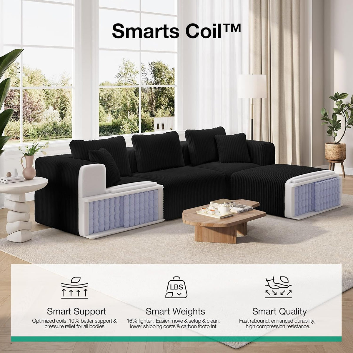 Novilla Modular Sectional Sofa, Modern Cloud Sectional Couch with Smarts Coil® Support, Upholstered Boneless Couch for Living Room Apartments Bedroom, No Assembly Required (Ottoman)