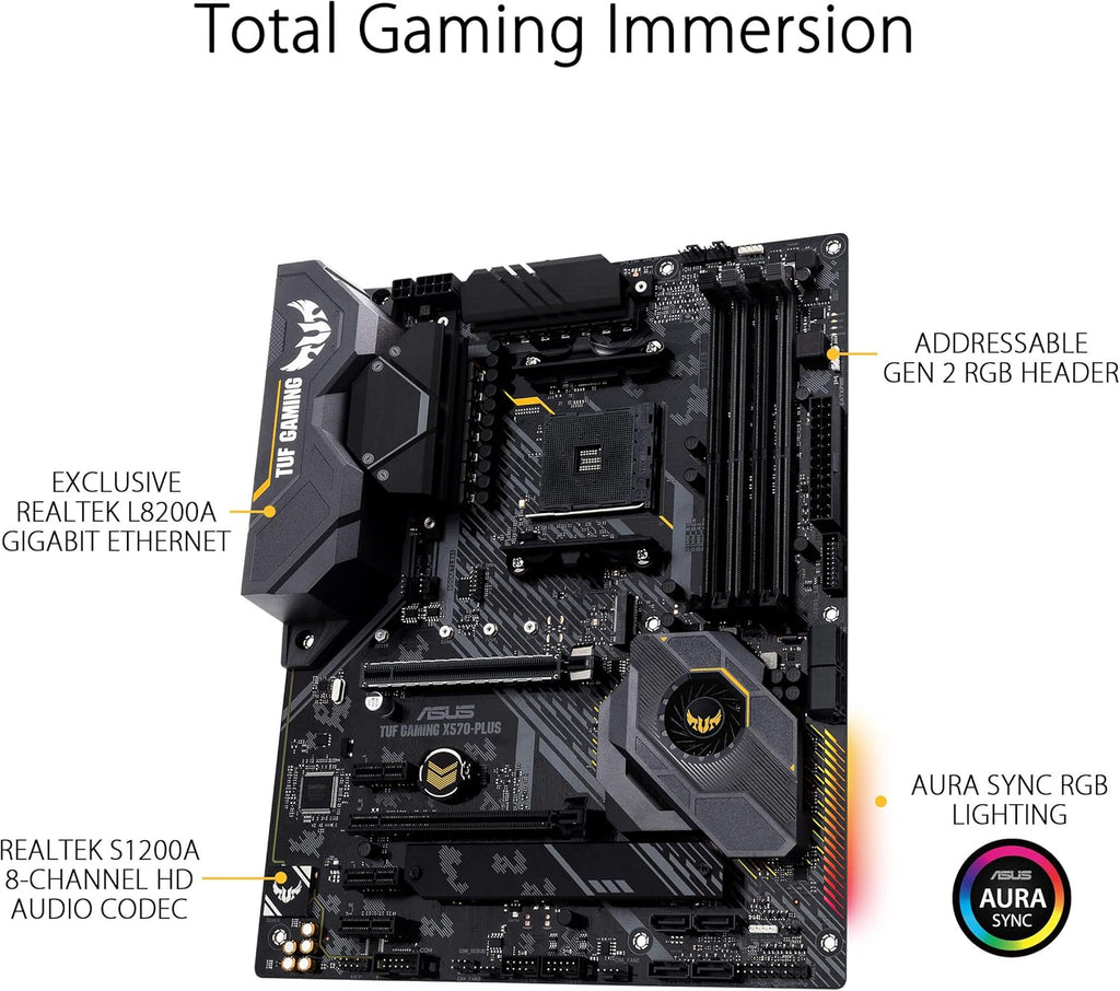ASUS AM4 TUF Gaming X570-Plus AM4 Zen 3 Ryzen 5000 & 3rd Gen Ryzen ATX Motherboard with PCIe 4.0, Dual M.2, 12+2 with Dr. MOS Power Stage, HDMI