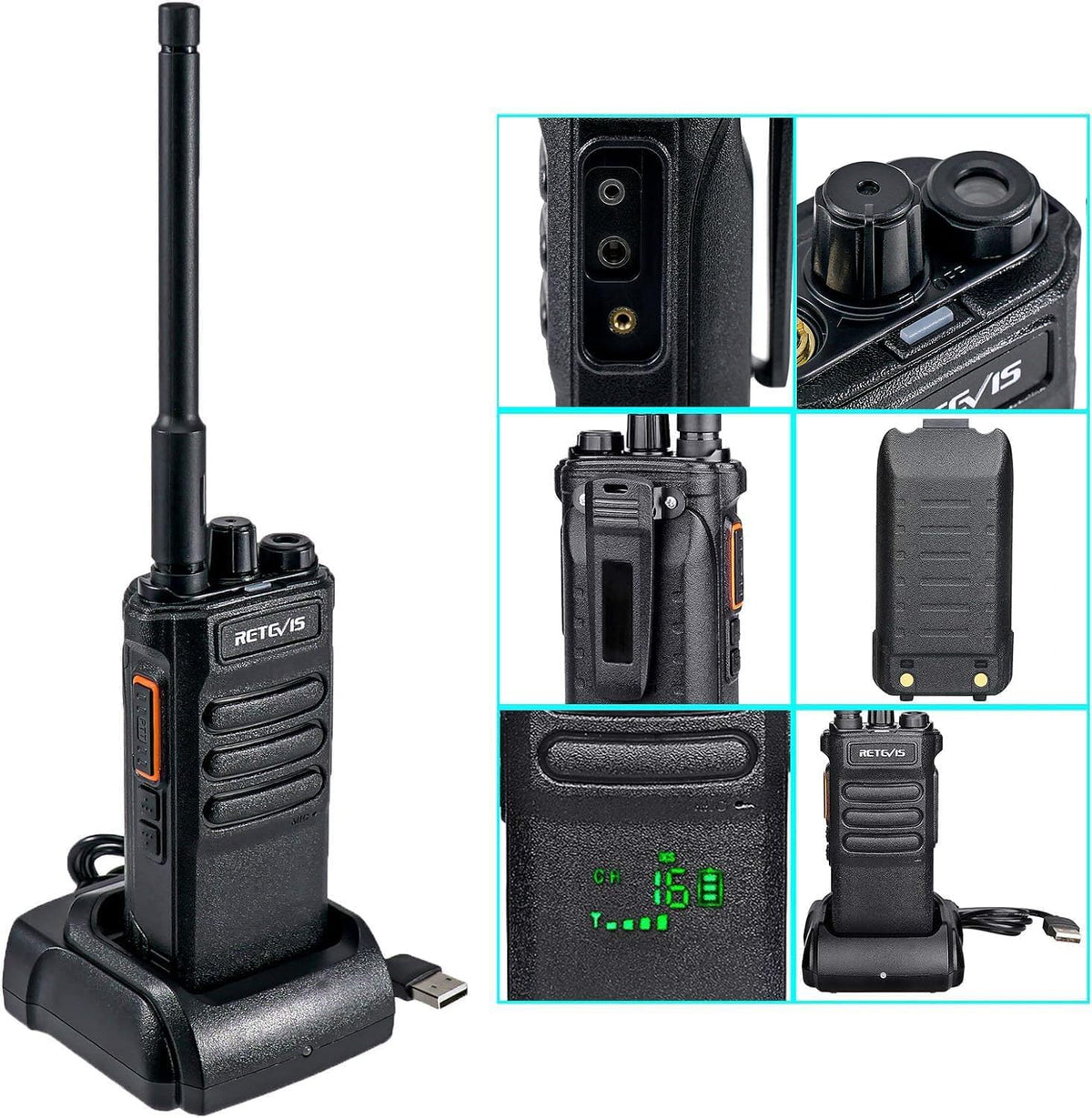 Retevis RT86 2 Way Radio Long Range with Earpiece,Professional Radio Walkie Talkies,Commercial Work Radio Bulk,Heavy Duty Two Way Radio Rechargeable 2600mAh,for Industry Construction Warehouse(10Pack)