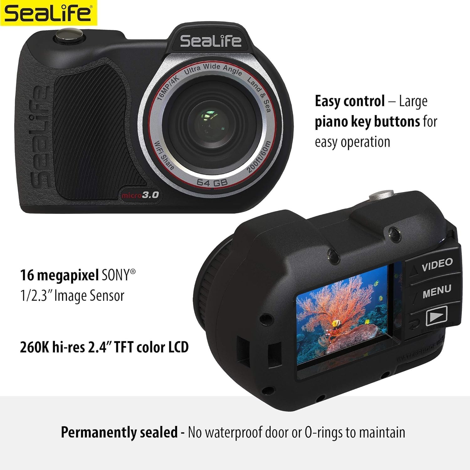 SeaLife Micro 3.0 Pro 3000 Color Boost Underwater Camera & Light Set for Photos and Video, Easy Set-up, Wireless Transfer, with Sea Dragon Travel case