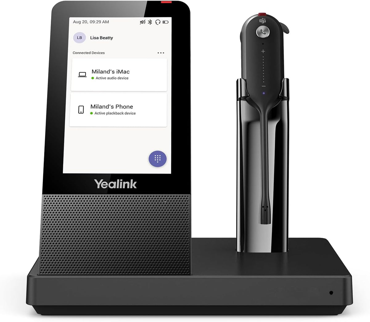 Yealink WH67 Wireless DECT Headset Upgrade,Teams Certified,Compatible with Desk Phone, PC, Mobile Phone, Office Single Ear (Mono) Bluetooth Headset, Noise Cancelling Mic,394ft Range,8H Talk Time
