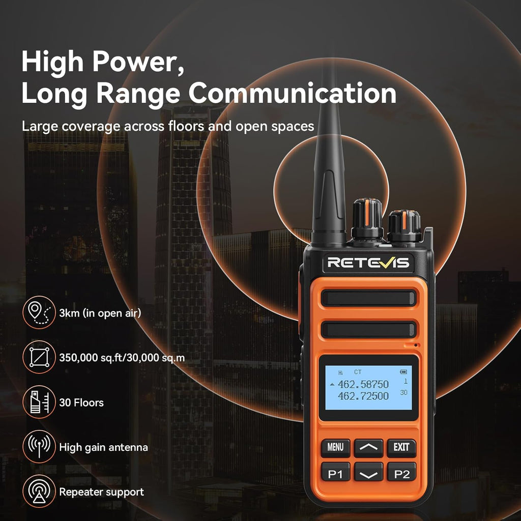 Retevis MateTalk C6B Walkie Talkies with Earpiece,Two Way Business Radios Long Range with 6 Way Charger,LCD Screen,Fast Charging,One-Key Pairing,NOAA,Rugged 2 Way Radio for Construction Farm(6 Pack)