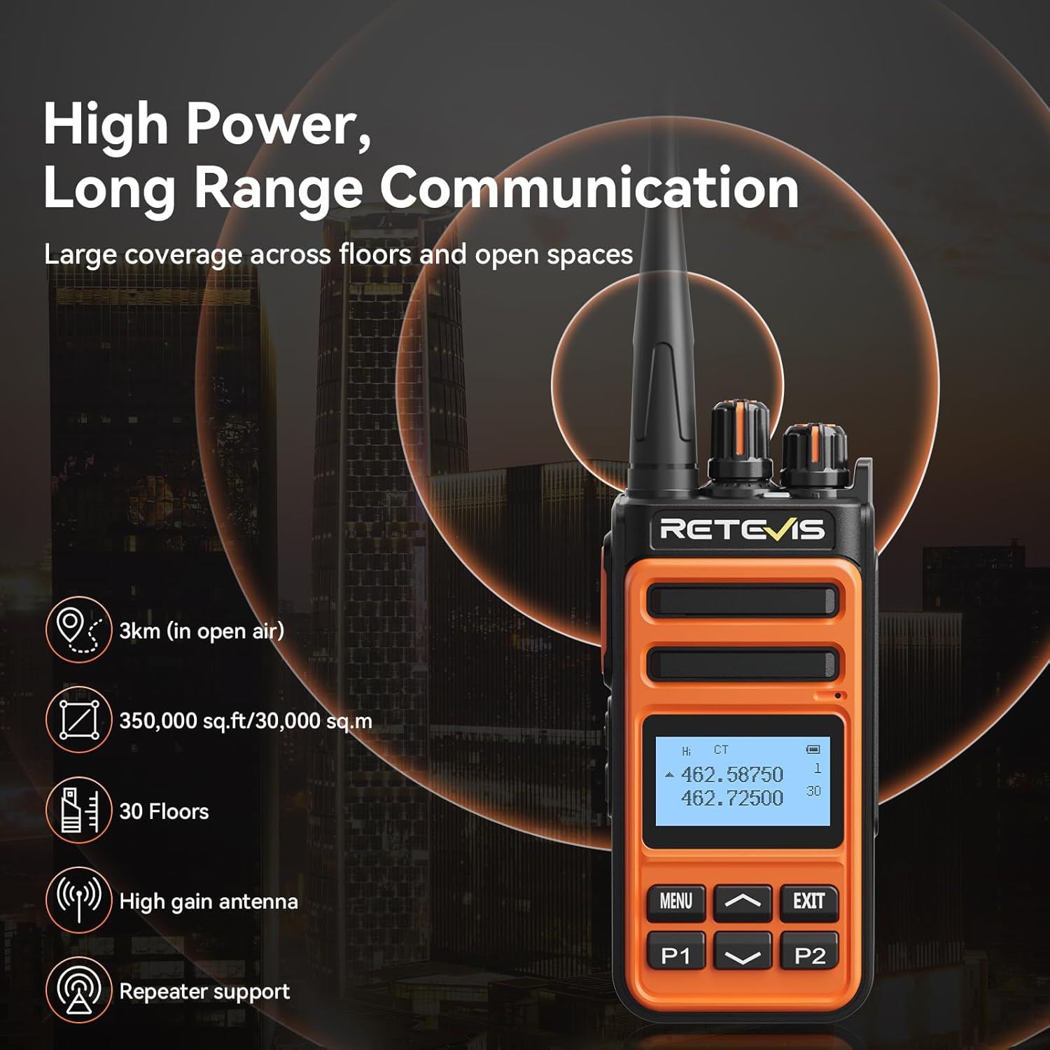 Retevis MateTalk C6B Walkie Talkies with Earpiece,Two Way Business Radios Long Range with 6 Way Charger,LCD Screen,Fast Charging,One-Key Pairing,NOAA,Rugged 2 Way Radio for Construction Farm(6 Pack)