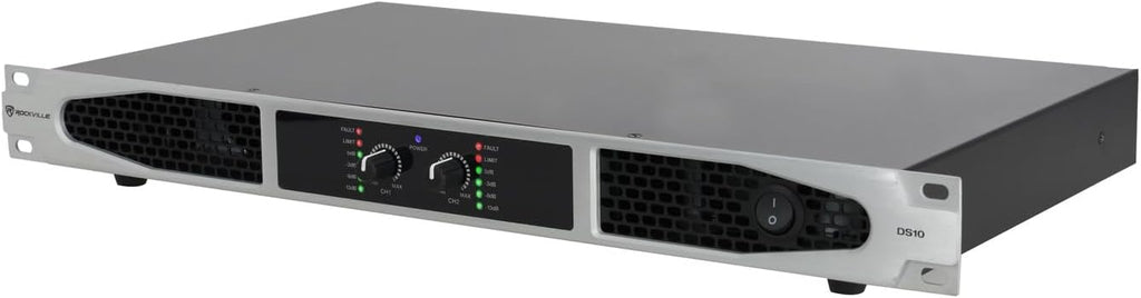 Rockville DS10 2-Channel Power Amplifier 4000W Peak / 1000W RMS, 1U Rack Mount, Class D, Pro Audio DJ Amp for Speakers or Subs