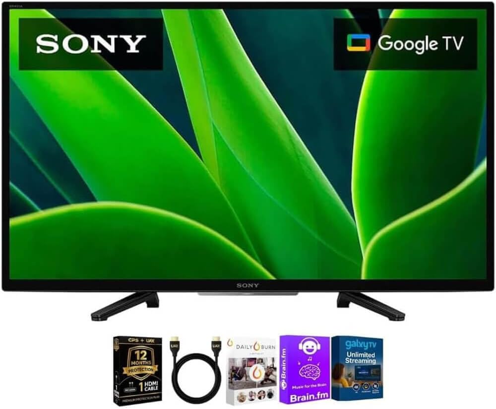 Sony KD32W830KIT1 32 inch Class W830K HD LED Smart Google TV HDR Android TV Built in Chromecast WiFi HDMI Streamin