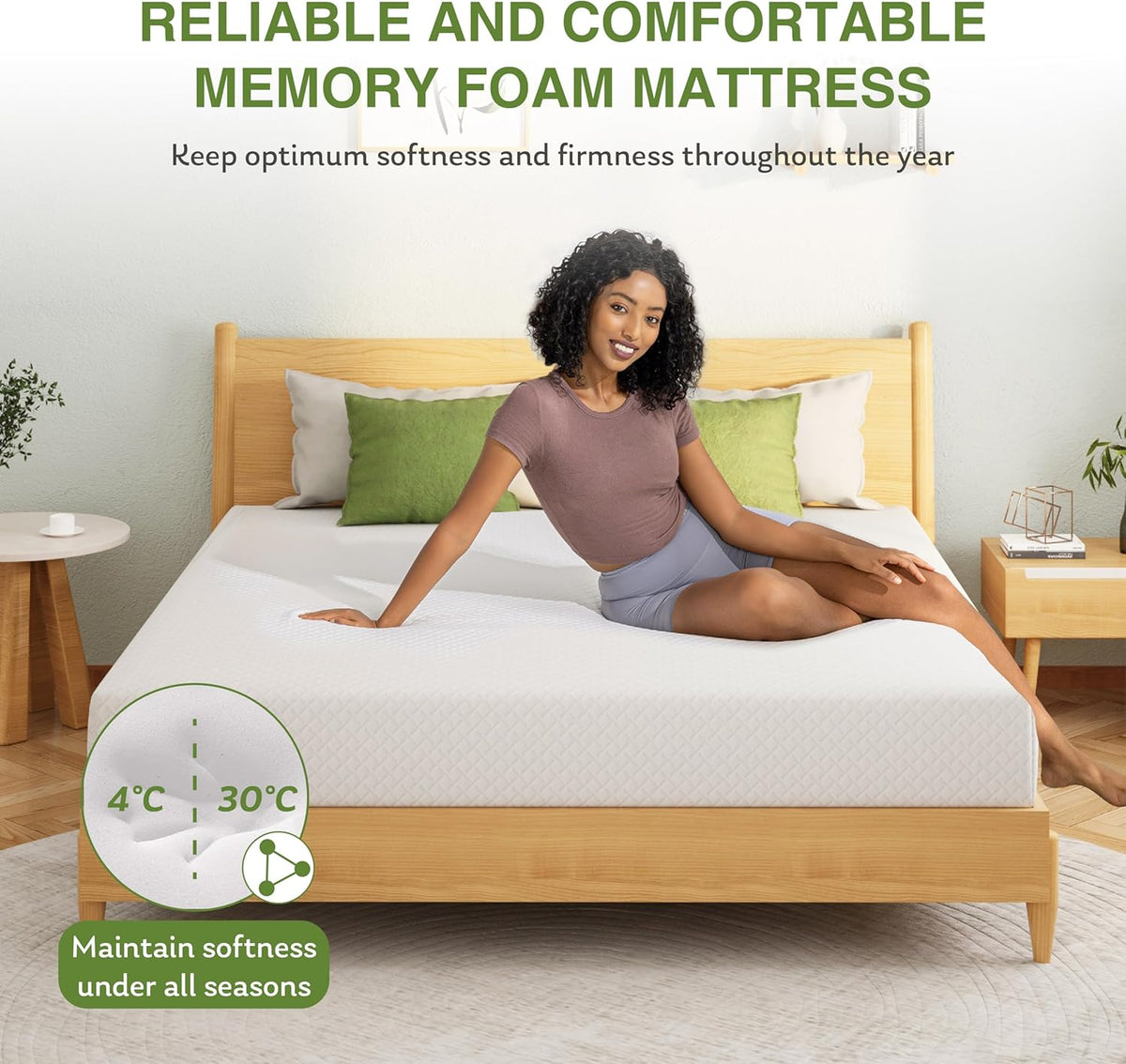 EGOHOME Full Size Memory Foam Mattress, 8 Inch Bed Mattress in A Box with Cooling Green Tea Gel, Pressure Relief with Medium Firm Support, CertiPUR-US Certified, 75''L x 54''W, ‎37.3 pounds White