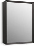 Kohler R39884-BLL Bathroom Medicine Cabinet with Mirror, Framed Mirrored Cabinet, Black Finish, 20 in. W x 26 in. H