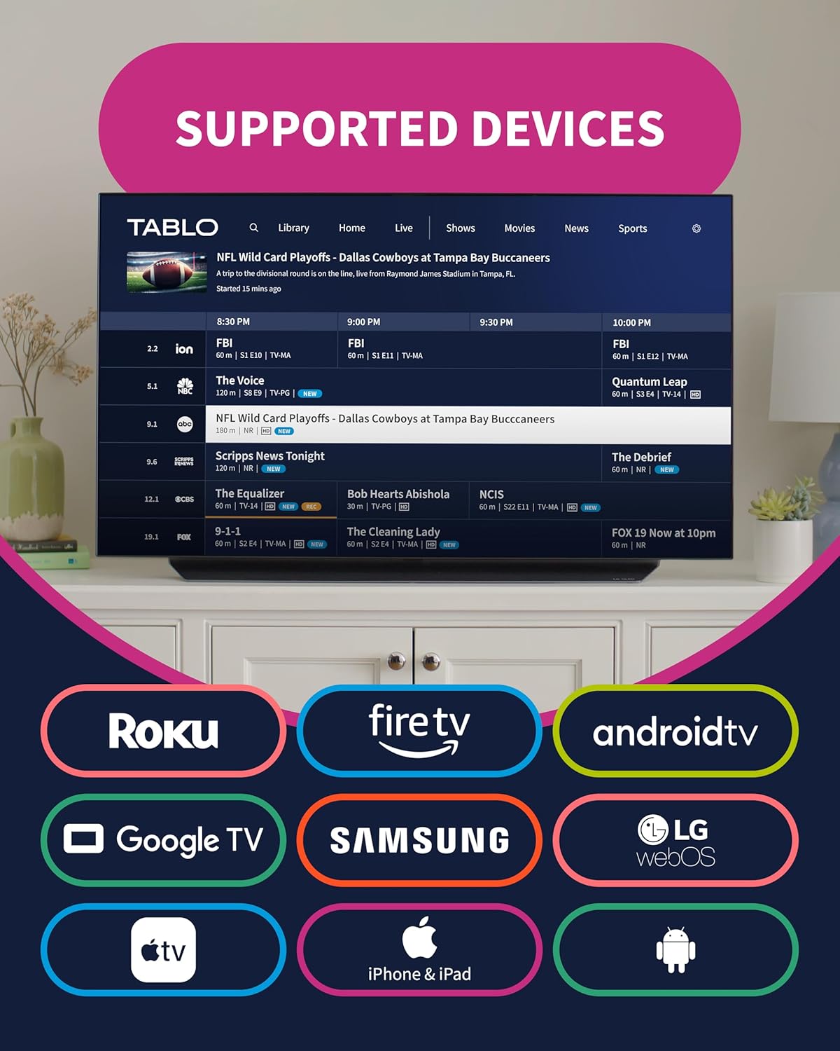 Tablo TV 4th Gen 2-Tuner Over-The-Air (OTA) DVR - Watch, Pause & Record Live Television, News, Sports & Movies Throughout Your Home Over Wi-Fi - Pairs w/Any TV Antenna - No Subscriptions