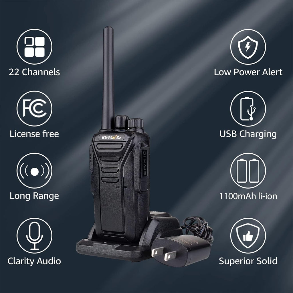 Retevis RT27 Walkie Talkies,Two Way Radio with Shoulder Speaker Mic,2 Way Radios Long Range,USB Charging Base,Local Alarm,Walkie Talkie for Adults Construction Site School Security(5 Pack)