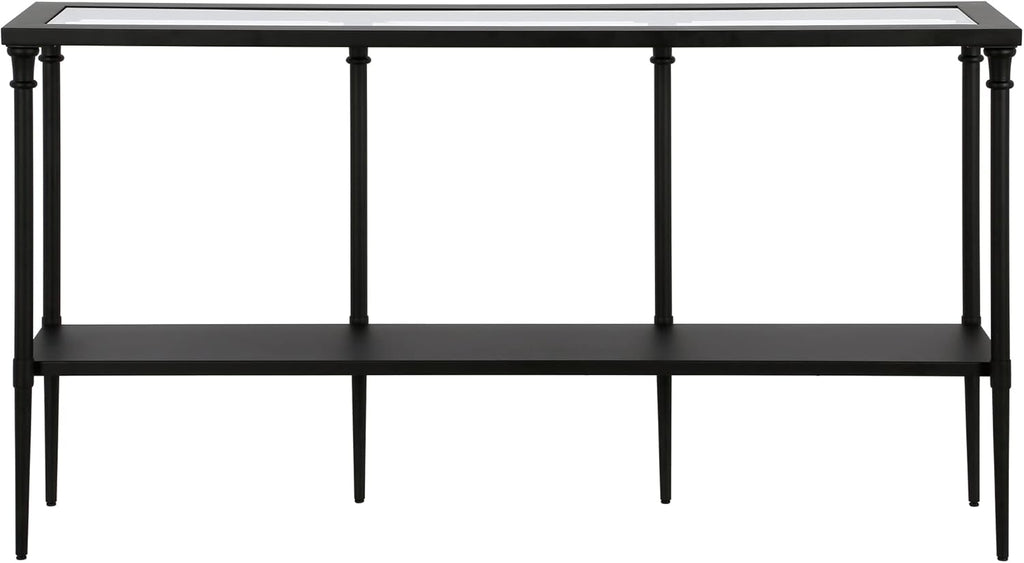 Nellie 55'' Wide Rectangular Console Table with Metal Shelf in Blackened Bronze