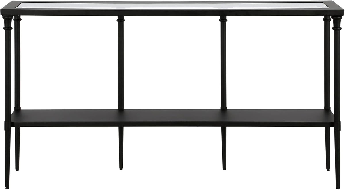 Nellie 55'' Wide Rectangular Console Table with Metal Shelf in Blackened Bronze