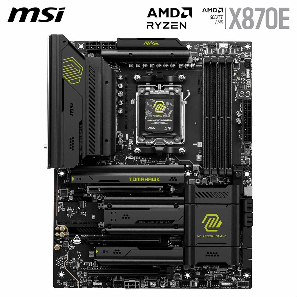MSI MAG X870E Tomahawk WiFi Motherboard, ATX - Supports AMD Ryzen 9000/8000 / 7000 Processors, AM5-80A SPS VRM, DDR5 Memory Boost 8400+ MT/s (OC), PCIe 5.0 x16, M.2 Gen5, Wi-Fi 7, 5G LAN (Renewed)