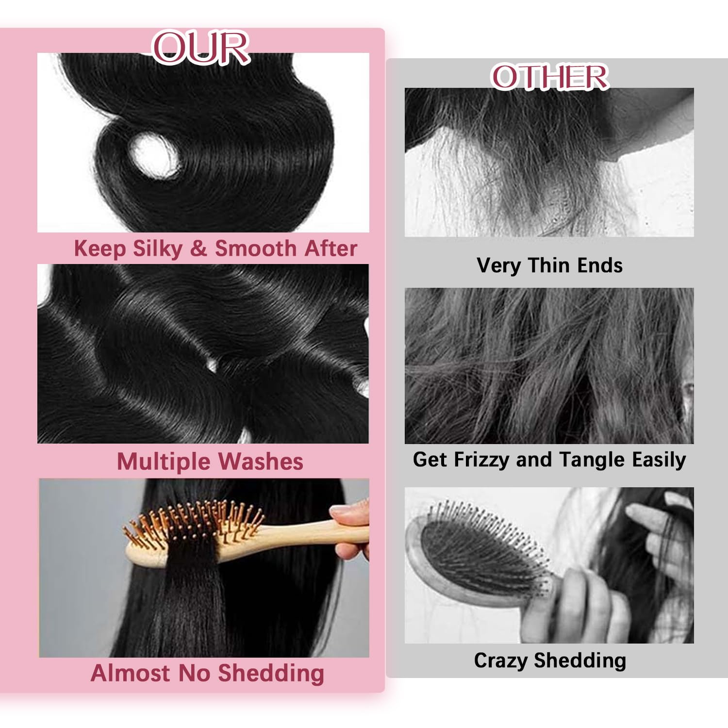 16A Raw Human Hair Bundles Body Wave Bundles Human Hair 20 22 24 Inch 100% Unprocessed Indian Human 3 Bundles for Women Human Hair Extensions Quick Weave No Tangle Shedding Natural Black