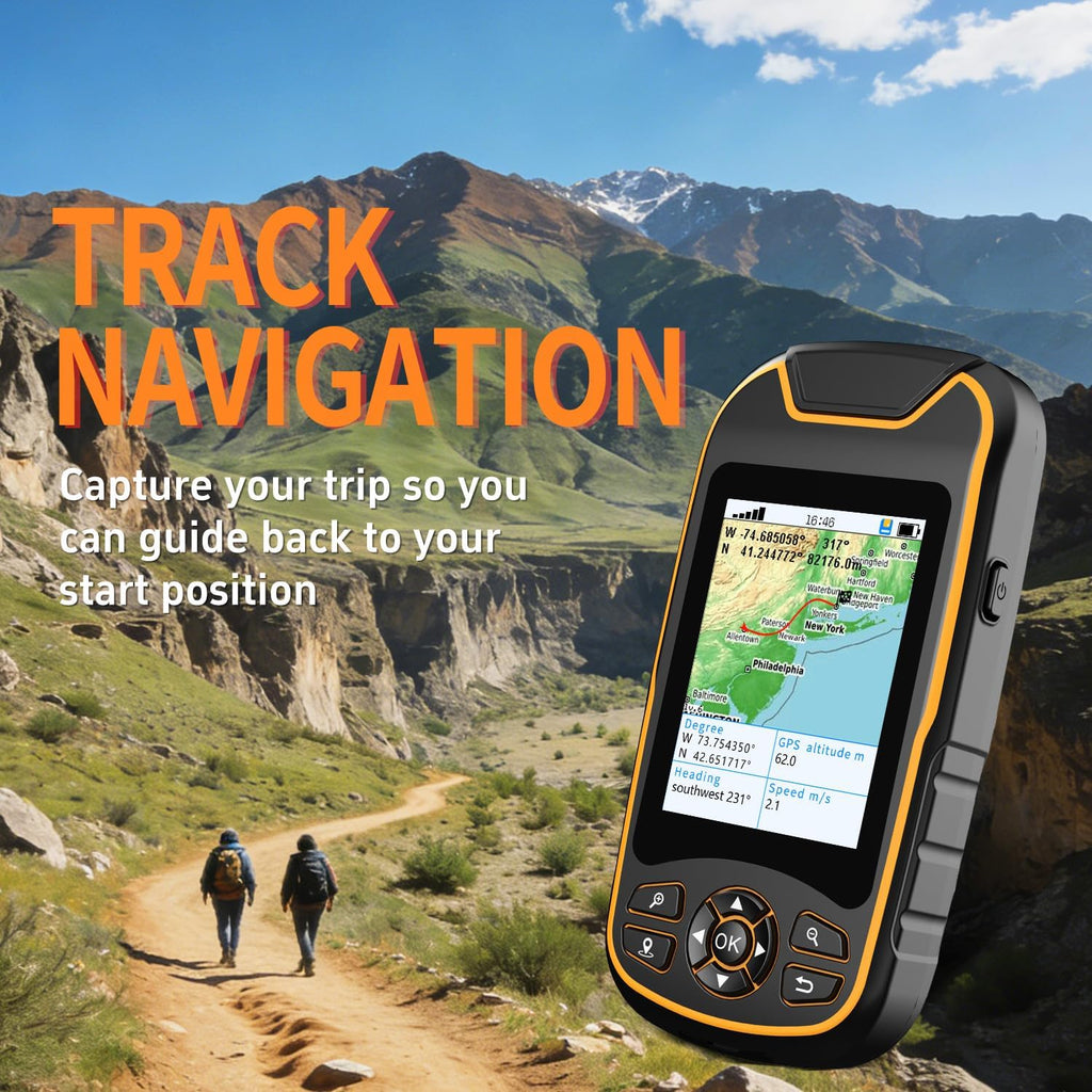 Handheld GPS for Hiking, Rugged and Waterproof Handheld GPS Navigator, 3.2" Sunlight Readable Screen, Compact Satellite Handheld GPS with USA Topo Map, Multi-GNSS Support, Extra Battery Life