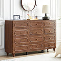 ORRD 12 Drawer Fluted Dresser for Bedroom, Mid Century Modern Chest of Drawers, Wood Storage Small Dresser Organizer for Bedroom Living Room Hallway Closet, Walnut