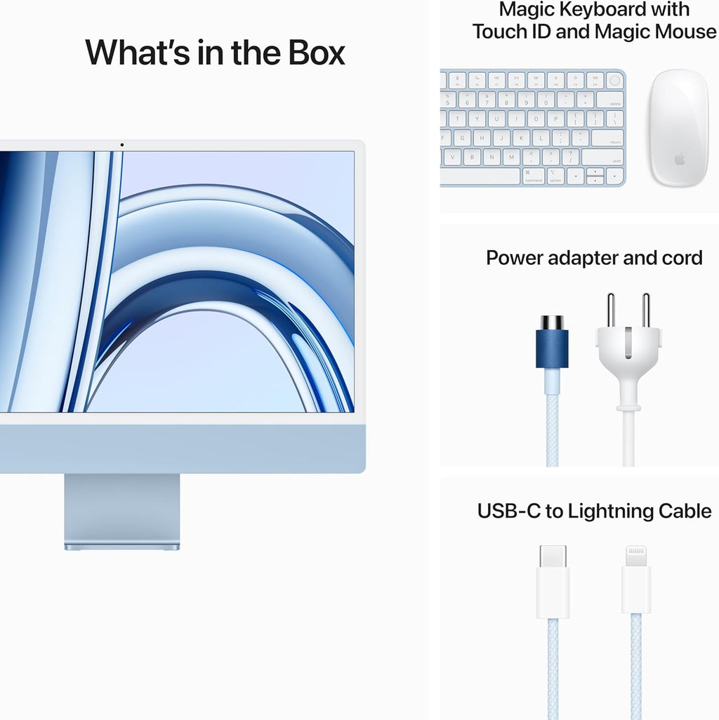 Apple 2023 iMac with Apple M3 chip (24-inch, 8GB RAM, 512GB SSD Storage) (QWERTY English) Blue (Renewed)