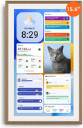 Apolosign 15.6-inch Digital Calendar : Dual Mode Smart Wall Planner, No Subscription, Install Apps, Sync Calendars, Electronic Touchscreen Interactive Display for Family Schedules, Chore Chart - with Stand (Teak)