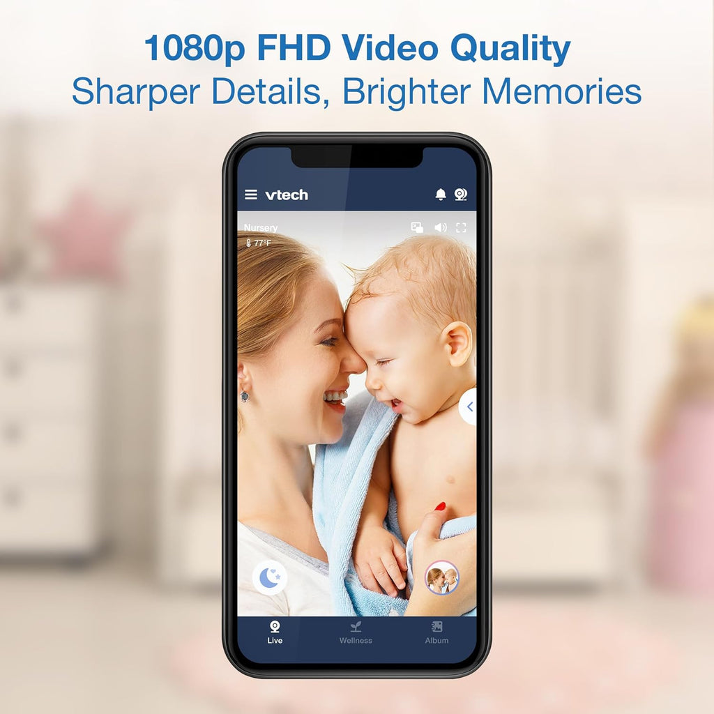 VTech WiFi Baby Monitor with 2 Cameras & 5" HD Split Screen – 1080p Video, Remote Pan Tilt Zoom, Night Vision, Two-Way Talk, Motion Alerts, Free App | VM901-2HD
