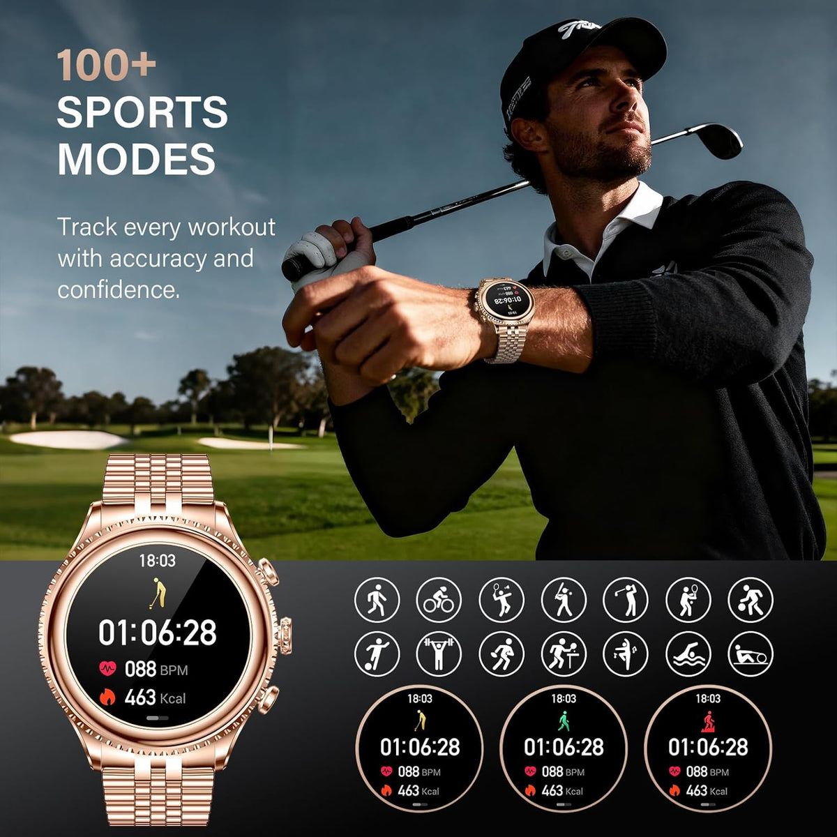 2026 Luxury Smart Watch for Men, Rotating Dial (Axe-Cut Bezel) Smartwatch, 1.32" AMOLED Display, Heart Rate, Blood Pressure, SpO2, Sleep Monitor, Stainless Steel Build, Compatible Android and iOS