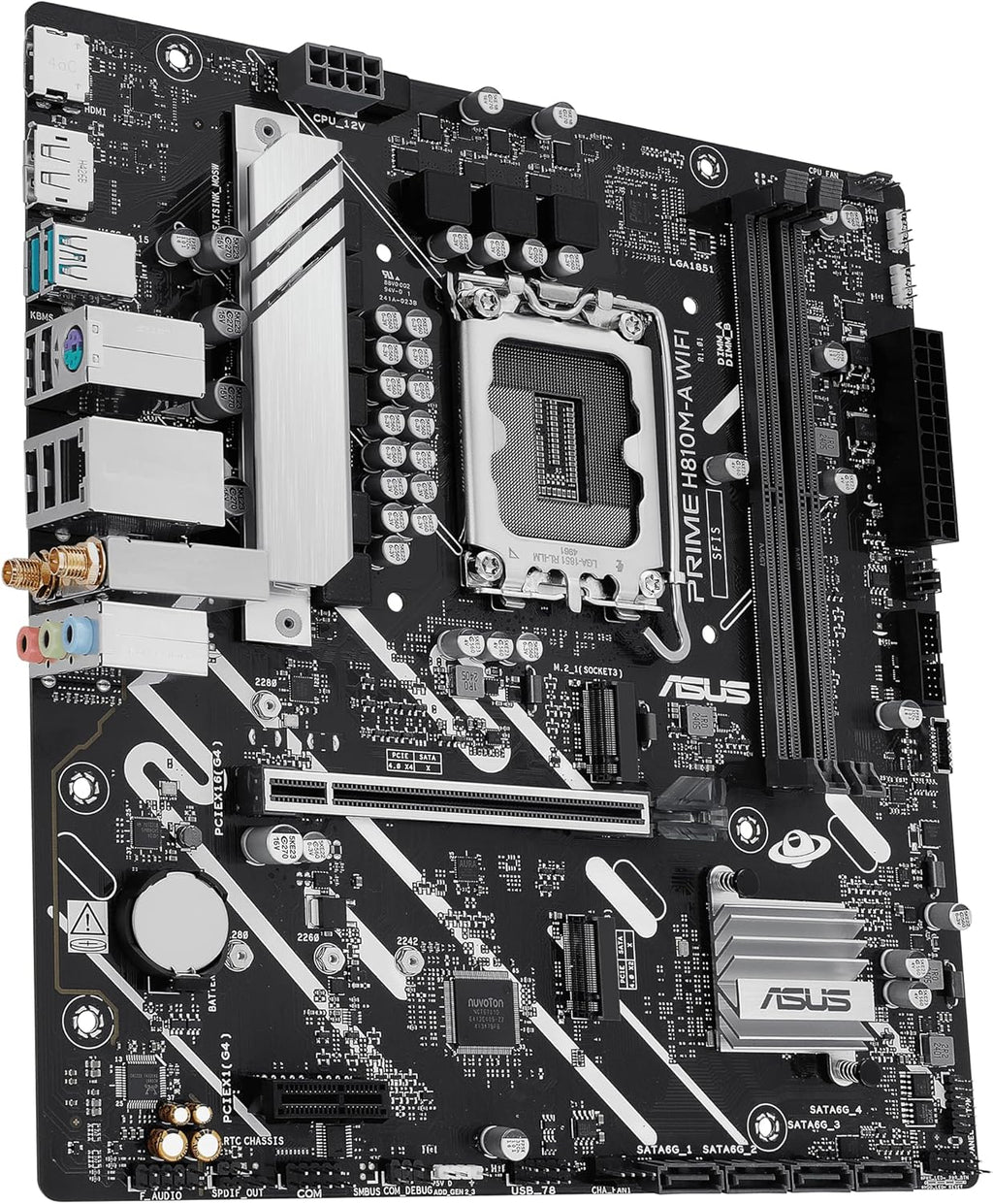 ASUS Prime H810M-A WiFi-CSM Intel® H810 LGA 1851 mATX Motherboard, 6+1+1+1 Discrete MOS, DDR5, PCIe 4.0, 2X M.2, Intel® 1Gb Ethernet, Wi-Fi 6, DisplayPort, HDMI™, USB 10Gbps, Front USB 5Gbps Type-C®