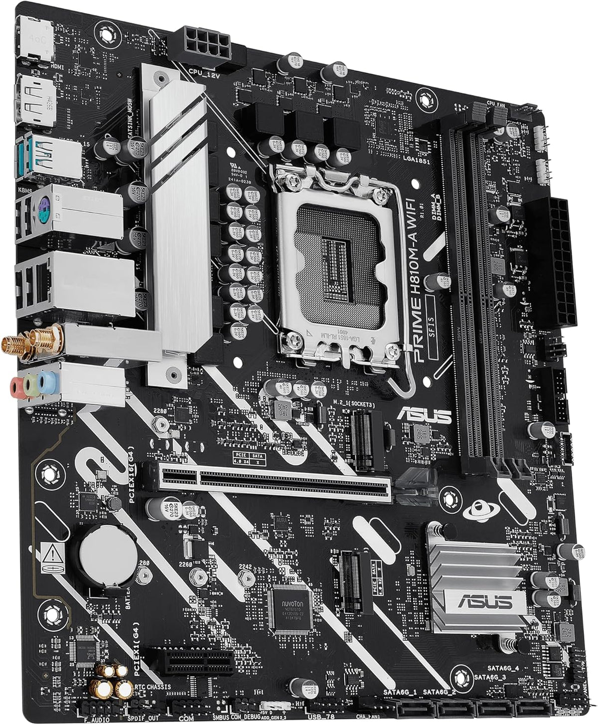 ASUS Prime H810M-A WiFi-CSM Intel® H810 LGA 1851 mATX Motherboard, 6+1+1+1 Discrete MOS, DDR5, PCIe 4.0, 2X M.2, Intel® 1Gb Ethernet, Wi-Fi 6, DisplayPort, HDMI™, USB 10Gbps, Front USB 5Gbps Type-C®