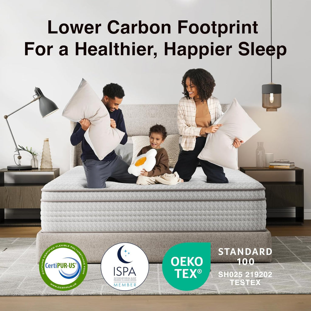Novilla 10 Inch Queen Size Mattress in a Box, Hypoallergenic & Back Pain Relief, Hybrid Queen Mattresses with Smarts Coils, Fiberglass Free CertiPUR-US Certified Colchones No Box Spring Needed