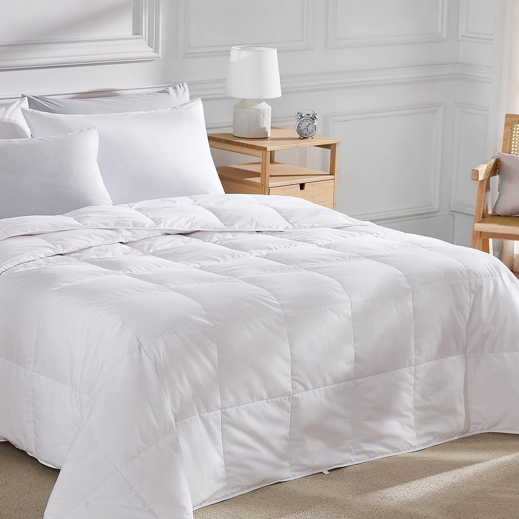 Pacific Coast Lightweight Goose Feather Down Fiber Comforters King Size, Summer Duvet Insert, Ultra Soft, Breathable, Hotel Luxury Bedding Comforter with 8 Tabs, White, 106 x 90 inches