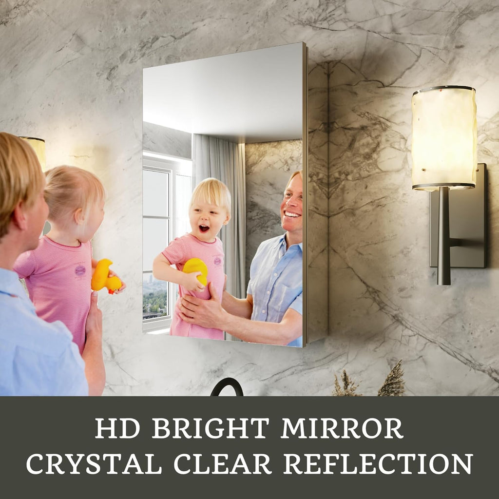 20x24 Bathroom Medicine Cabinet with Mirror,Aluminum Alloy Frame with Mirror Side Panels,Surface or Recessed Medicine Cabinet with Adjustable Shelves,Assembly Required