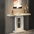 Tribesigns Modern Console Table, 40 Inches Faux Marble Sofa Table, Contemporary Entryway Table with Pendulum Shape Base for Living Room Hallway Entrance, White