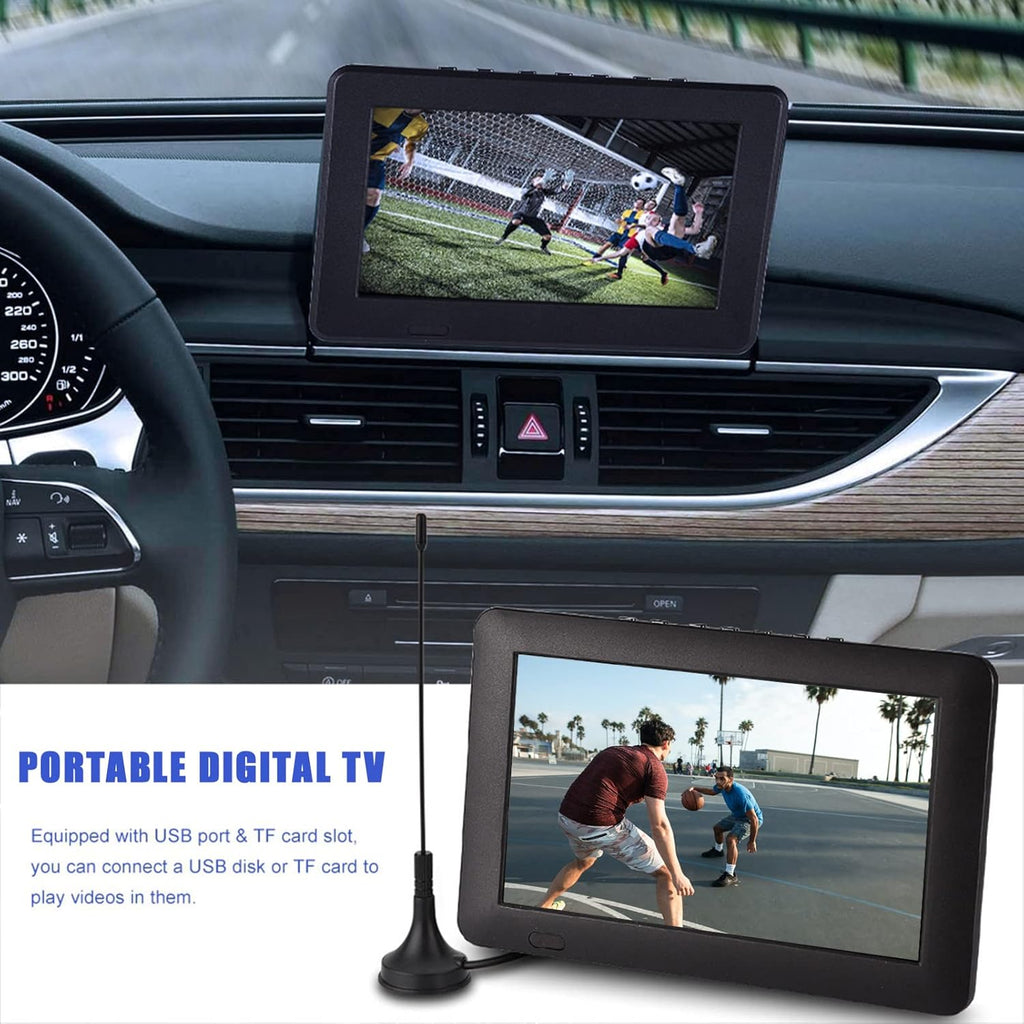 10 inch Portable TV ATSC Digital Television 16:9 TFT LED 1080P HDMI Video Player with USB/TF Card Slot Built in Rechargeable Battery for Home Car Outdoor Travel (01)