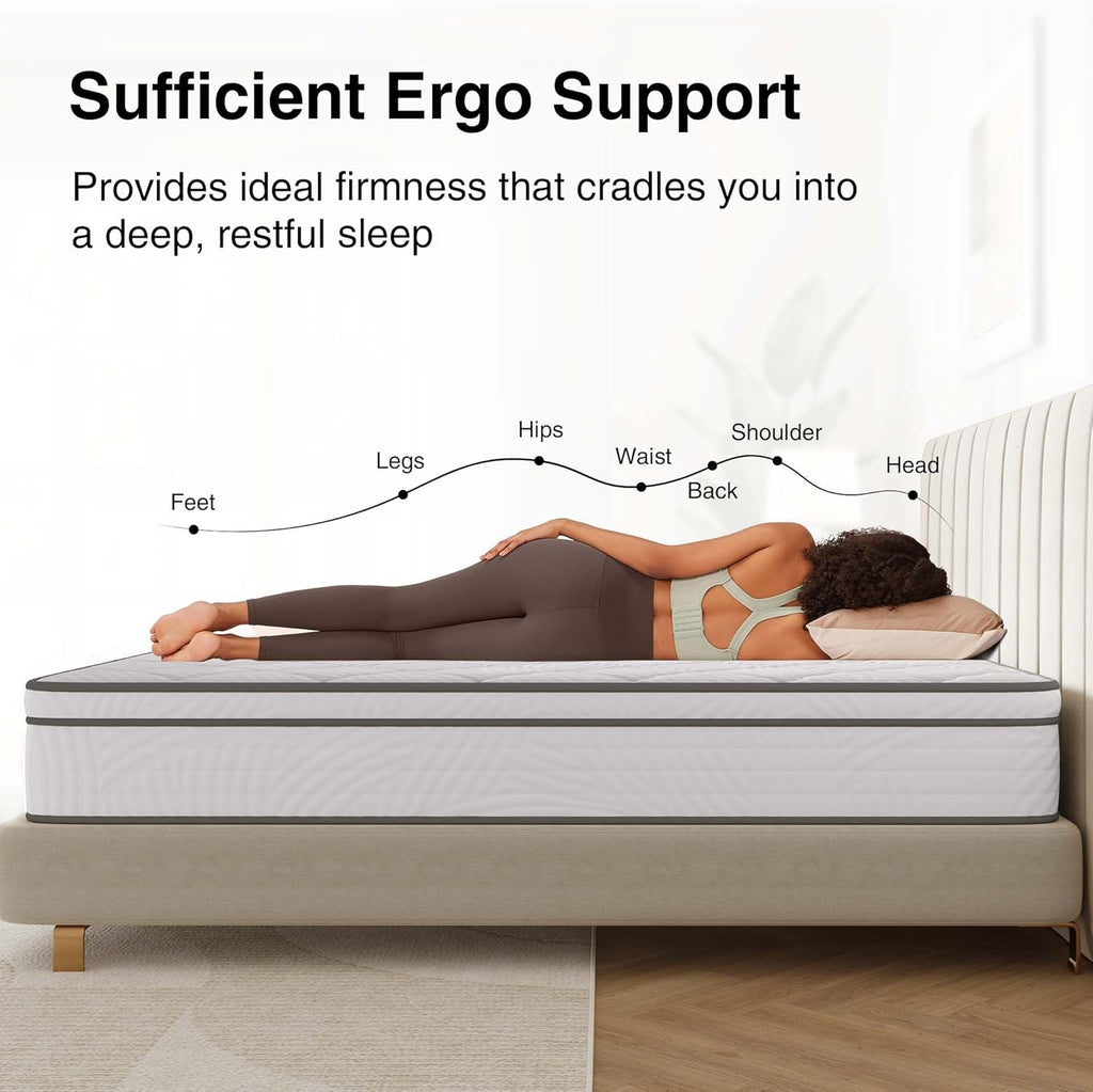 Novilla Full Size Mattress 12 Inch, Hybrid Mattress Full Size with Comfy Support, Bed Mattresses in a Box with Individual Pocket Springs for Motion Isolation & Pressure Relief, Certipur-Us Certified