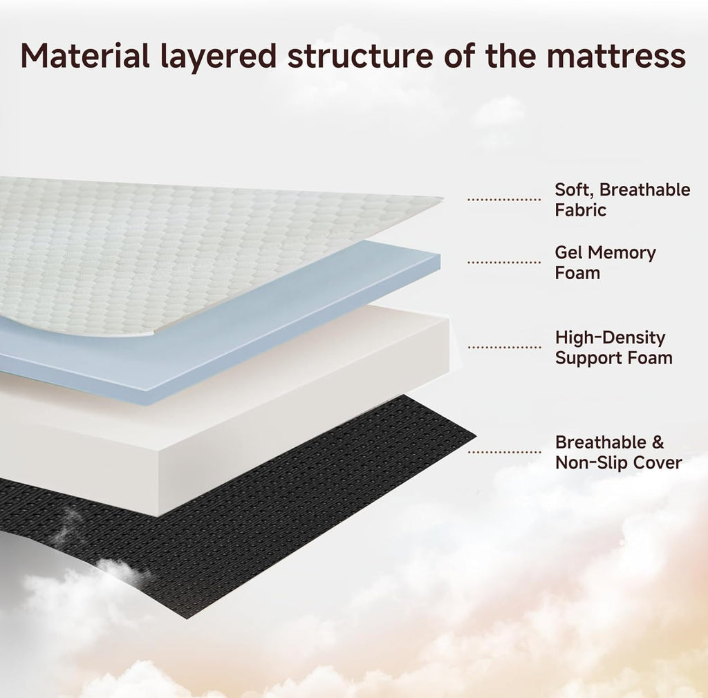 ROXGOX Foldable Mattress, King Tri-Fold Memory Foam Mattress with Washable Cover, Handle & Non-Slip Bottom, 6 Inch Portable Folding Bed for Guest, Yoga, Living Room, Camping - 80"x76"x6"