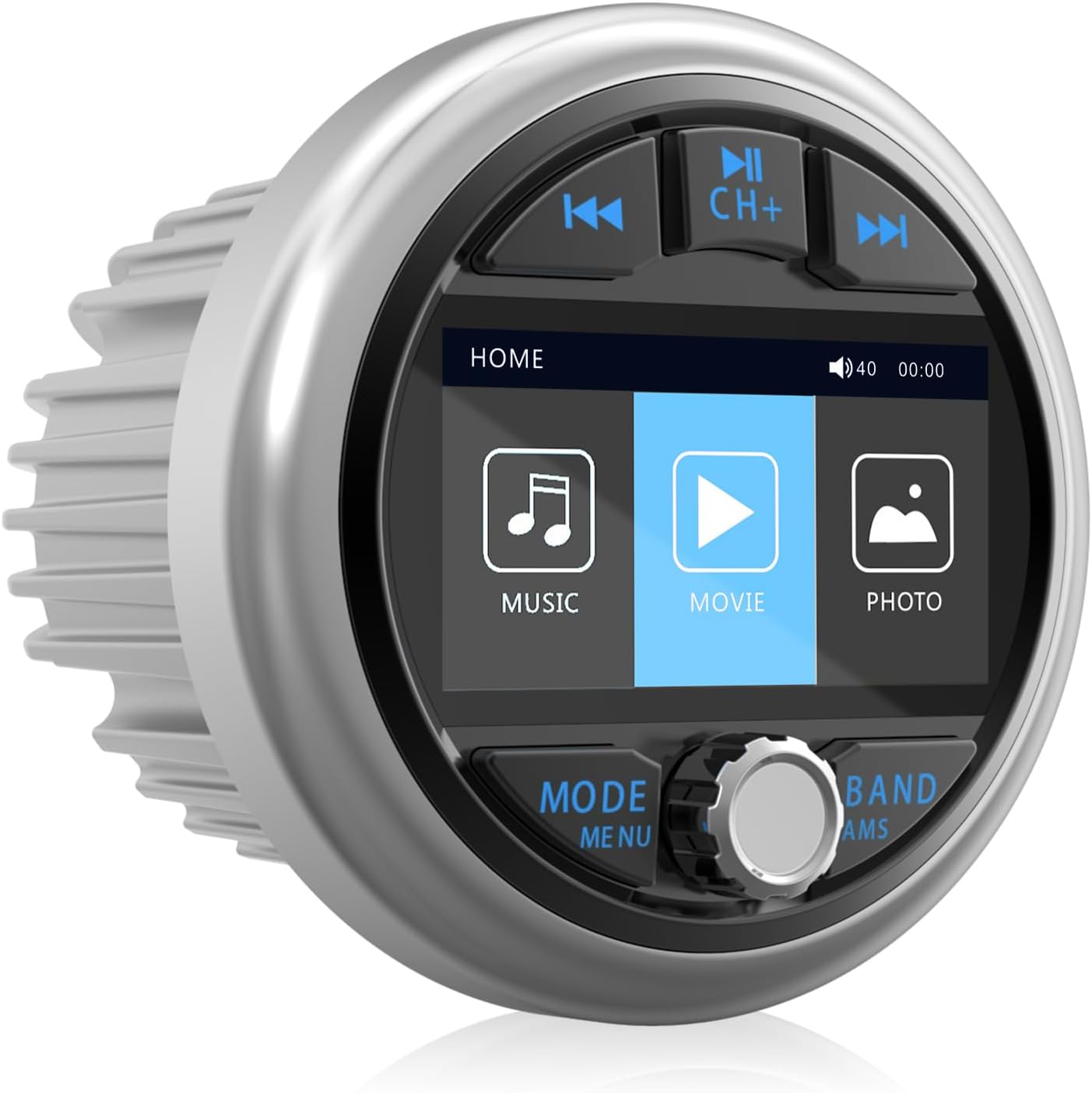 Bluetooth Marine Gauge Stereo System: Waterproof Boat Radio Receiver - 2.8 Inch LCD Display Digital Multimedia MP5 Player AM FM USB AUX Subwoofer 200 Watts Output