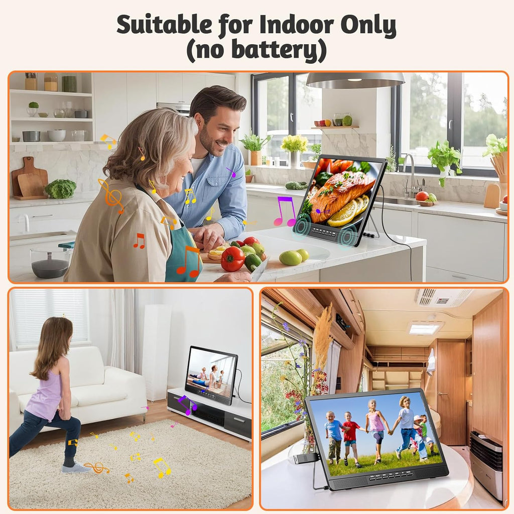 NORTHING 18.5 Inch Portable TV with Antenna, 12 Volt Small TV for Camping, Kitchen, RV, Boat, Truck, Home, Bedroom, HD 1080P Flat Screen Compact Mini TV Support USB/HDMI/AV Input