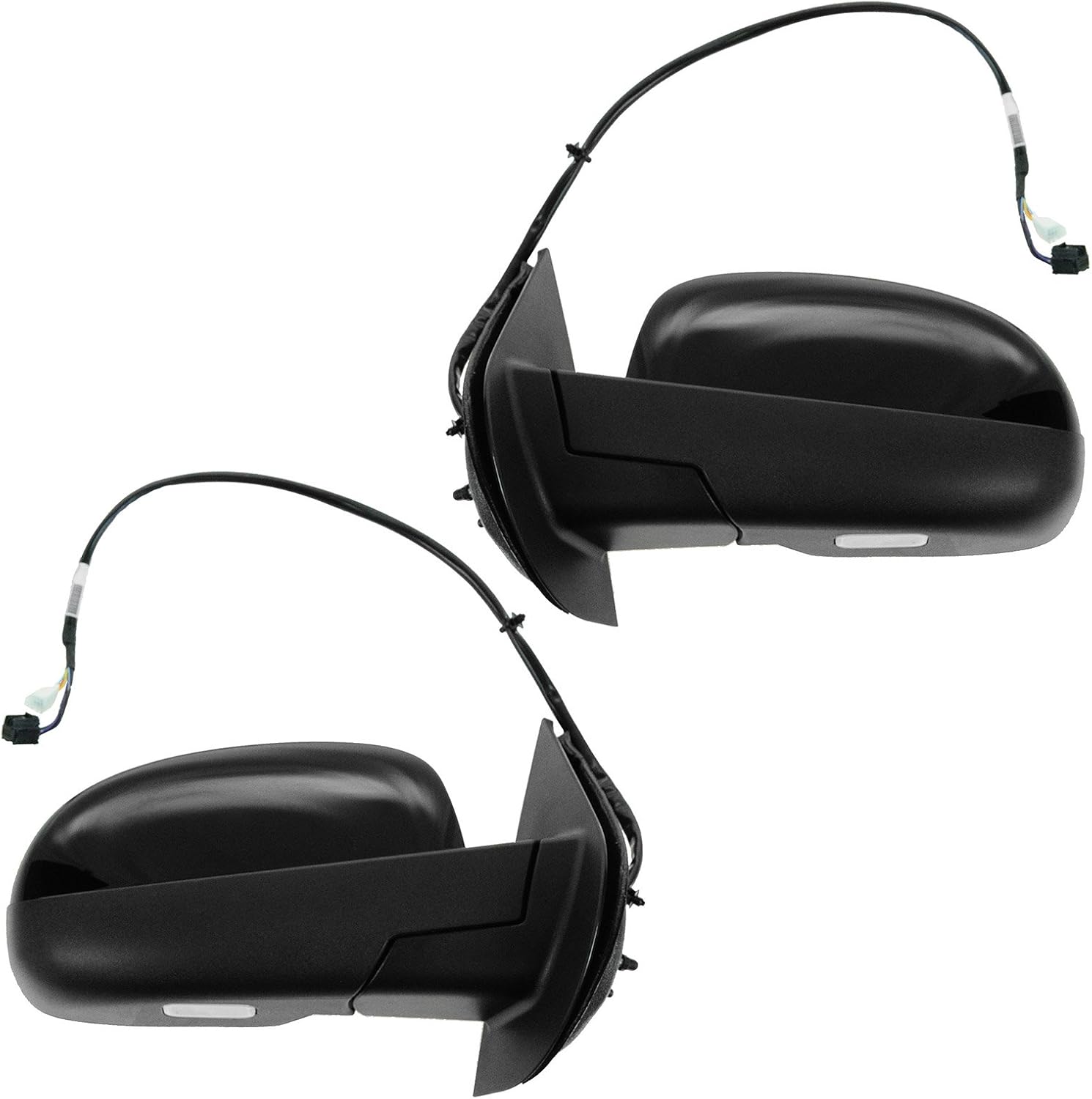 TRQ Driver and Passenger Side Mirror Assembly 2 Piece Set Power Heated No Memory Black Compatible with 2007-2013 Chevy Avalanche Suburban 2007-2014 Suburban GMC Yukon Yukon XL 1500