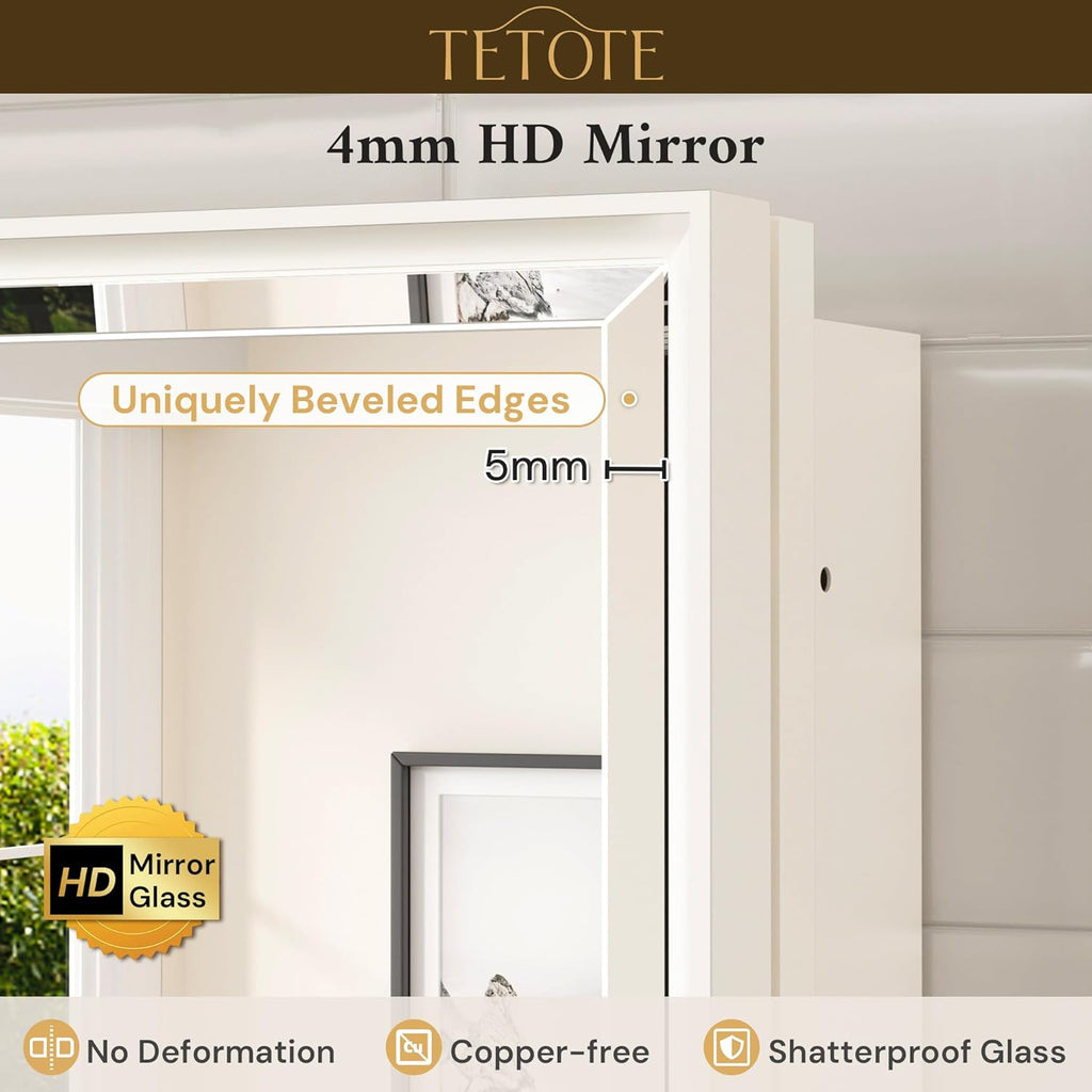 TETOTE 16" x 24" Medicine Cabinets for Bathroom with Tempered Mirror Recessed Medicine Cabinet with Aluminum Beveled Frame, Stepless Adjustable Shelves, DTC Hinge