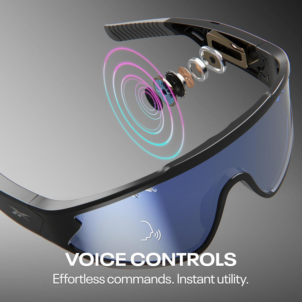 Reebok Voltage Smart Audio Sunglasses, Red Mirror Polarized Lens, Unisex, HiFi Bluetooth Sport Glasses with UV Protection - Powered by Lucyd