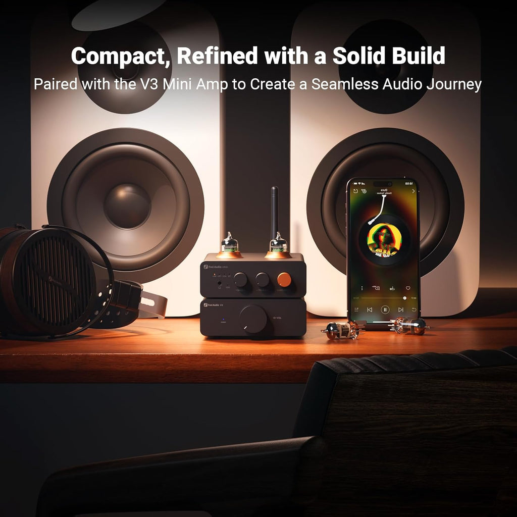 Fosi Audio GR40 Tube Preamplifier with DAC, Stereo Headphone Amplifier 3.5mm Home Audio for Active Speakers/Headphones, Digital to Analog Audio Converter Preamp with Bluetooth and USB/Opt/Coax
