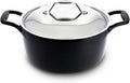 All-Clad Cast Iron Stockpot, 6 Qt Enameled Cast Iron Dutch Oven with Lid, Grill, Oven Safe up to 650F, Pot Compatible with All Stovetops (Gas, Electric & Induction), Easy-Clean, Cookware, Black