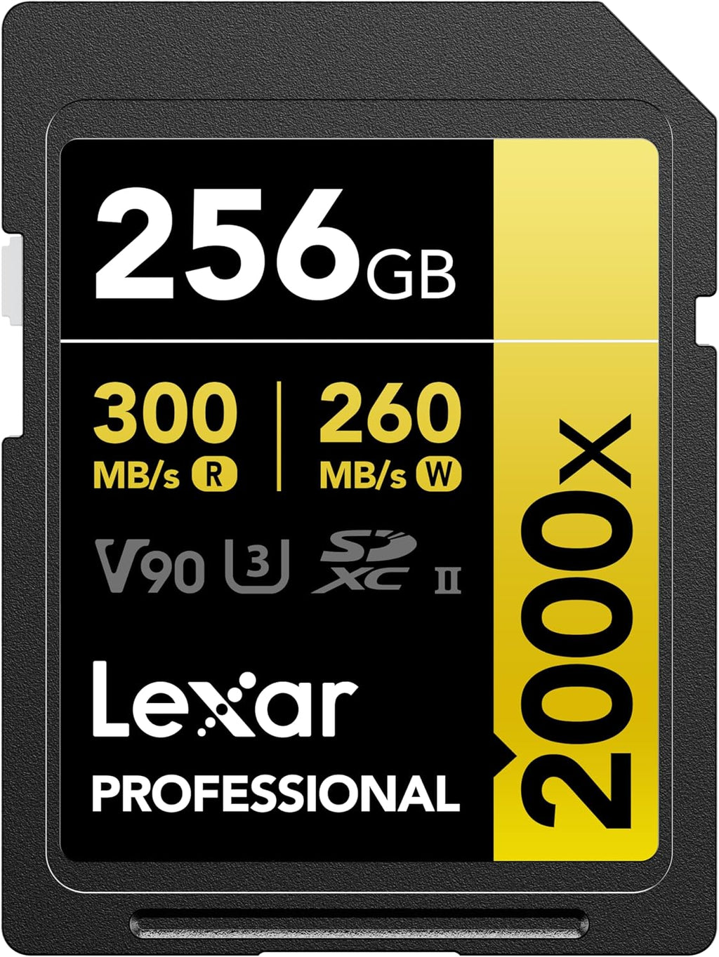 Lexar 256GB Professional 2000x SD Card, UHS-II, C10, U3, V90, Full HD, 8K, Up To 300MB/s Read SDXC Memory Card, for DSLR, Cinema-Quality Video Cameras (LSD2000256G-BNNNU)