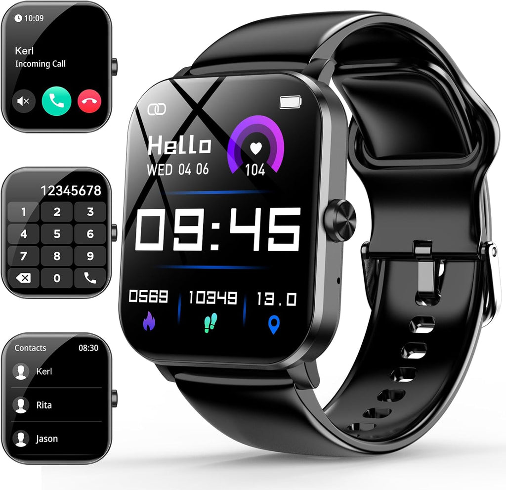 Smart Watch, 1.85" Smartwatch for Men Women (Answer/Make Call), Heart Rate, Sleep Monitor, Pedometer, 120+ Sport Modes Activity Tracker, IP68 Waterproof Fitness Watch for Android iOS（Black）