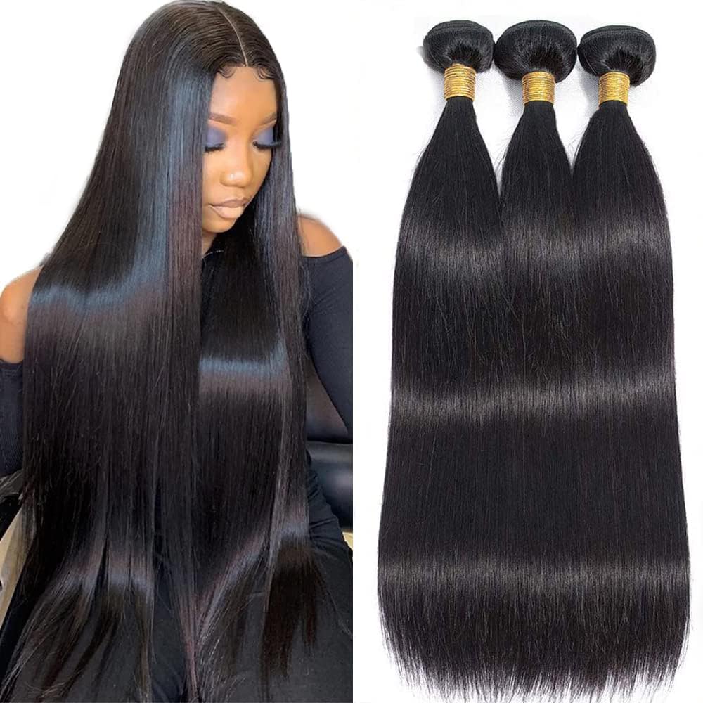 10A Brazilian Straight Human Hair Bundles 20 22 24 Inch 100% Unprocessed Virgin Straight Weave 3 Bundles Deals Human Hair