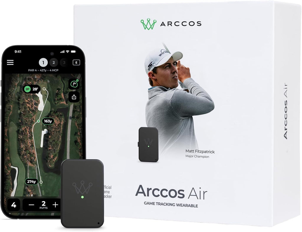 Arccos Air – Automatic Golf Game Tracking System with AI GPS Rangefinder & Strokes Gained Analytics (No Club Sensors Required, Free First Year Membership)