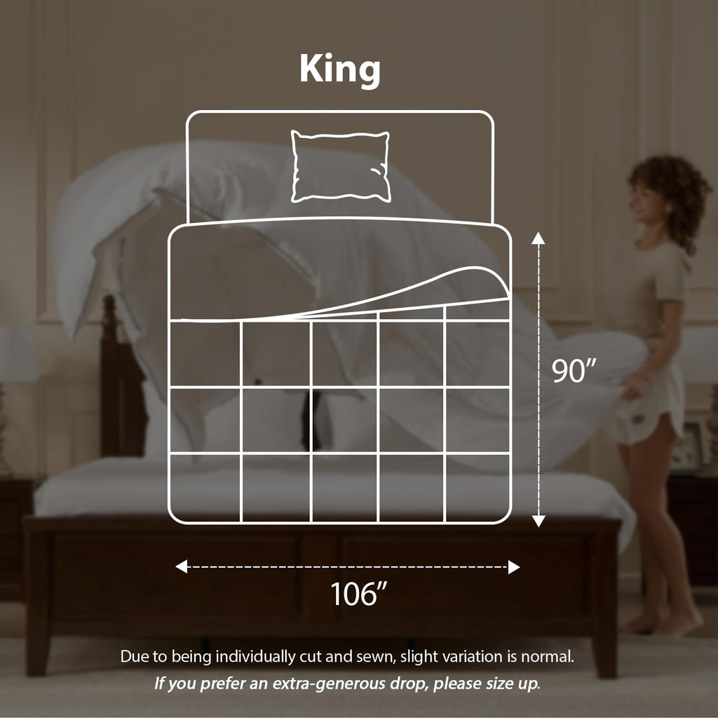 Pacific Coast Goose Feather Down Fiber Comforters King Size, Extra Fluffy White Duvet Insert, Ultra-Soft, Breathable, All Season Hotel Luxury Bedding Comforters, 8 Corner & Center Loops (106"x90")