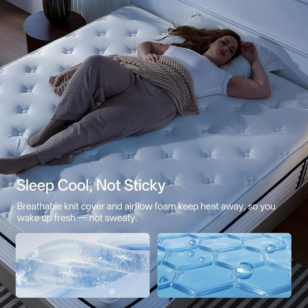 Queen Mattress 12 Inch, Medium Plush Hybrid Queen Size Mattress with Memory Foam & Individually Wrapped Pocket Coils, Pressure-Relieving Support & Motion-Reducing Design